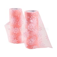 Snowflake Deco Mesh Ribbons, Tulle Fabric, Tulle Roll Spool Fabric For Skirt Making, Salmon, 6 inch(15cm), about 10yards/roll(9.144m/roll)(OCOR-P010-G06)