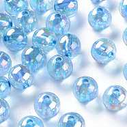 Transparent Acrylic Beads, AB Color Plated, Round, Cornflower Blue, 12x11mm, Hole: 2.5mm, about 566pcs/500g(MACR-S370-B12mm-749)