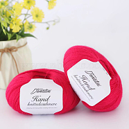 Wool Yarn for Sweater Hat, 4-Strands Wool Threads for Knitting Crochet Supplies, Cerise, about 656.17 Yards(600m)/Roll(YCOR-PW0001-002E)