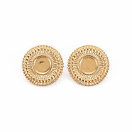 Ion Plating(IP) 304 Stainless Steel Clip-on Earring Settings, Earring Findings, Flat Round, Nickel Free, Real 14K Gold Plated, 18mm, Tray: 7mm(STAS-N097-262LG)