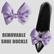 Detachable Ribbon Satin Bowknot Shoe Decoration, with Iron Buckle Clip, Lilac, 90~95x125~130x19.5mm(AJEW-WH0502-33H)