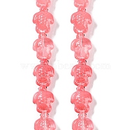 Transparent Glass Enamel Beads Strands, Hand Drawn Beads, Turtle, Cerise, 18x14x8.5mm, Hole: 1.2mm, about 22pcs/strand, 14.76~14.96''(37.5~38cm)(GLAA-B021-06H)