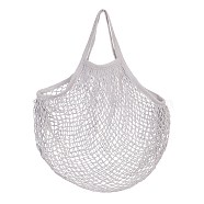 Portable Cotton Mesh Grocery Bags, Reusable Net Shopping Handbag, Gray, 48.05cm, Bag: 38x36x1cm. (ABAG-H100-B02)