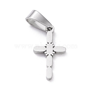 304 Stainless Steel Pendants, Laser Cut, Cross, Stainless Steel Color, 19x10x1.5mm, Hole: 3.5x7mm(STAS-L216-24P)
