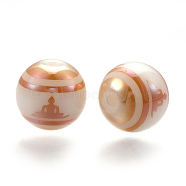 Electroplate Glass Beads Strands, Chakra Style, Round with Sit in Meditation Pattern, Orange, 8mm, Hole: 1mm, 300pcs/bag(EGLA-S173-09F)