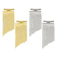 2 Pairs 2 Colors Brass Dangle Stud Earrings, Tassel Earrings, Platinum & Golden, 51.5x21.5mm, 1 Pair/color(EJEW-AN0004-77)