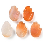 Natural Carnelian Pendants, Hansa Hands, 26~27x18.5~19x6~6.5mm, Hole: 1.5mm(G-K359-03F)