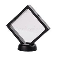 Plastic Frame Stands, with Transparent Membrane, For Ring, Pendant, Bracelet Jewelry Display, Rhombus, Black, Frame: 11x11cm,
Bottom Round Base: 5.5x1.7cm(X-ODIS-N010-03A)