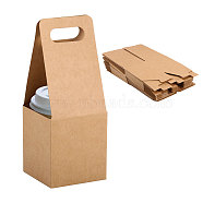 Kraft Paper Box for Drink Holder, Square, Wheat, 9x9x24cm(AJEW-WH0504-75)