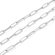 304 Stainless Steel Paperclip Chains, with Spool, Soldered, Stainless Steel Color, 12x4.5x1mm, 10.93 yards(10m)/roll(CHS-D033-06P-01)