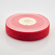 Polyester Velvet Ribbon for Gift Packing and Festival Decoration, Red, 7/8 inch(23mm), about 25yards/roll(22.86m/roll)(SRIB-M001-23mm-235)