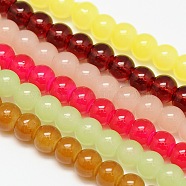 Imitation Jade Glass Round Bead Strands, Mixed Color, 6mm, Hole: 1mm, about 68pcs/strand, 15.7 inch(GLAA-A022C-6mm-M)