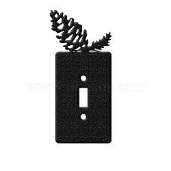 Iron Light Switch Decorations, with Screws, Rectangle with Leaf, Black, 16.6x7.7cm(AJEW-WH0197-005)