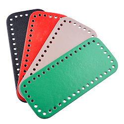PU Leather Bottom, for Knitting Bag, Women Bags Handmade DIY Accessories, Rectangle, Mixed Color, 182x82x6mm, Hole: 5mm, 4 colors, 1pc/color, 4pcs/set(FIND-PH0015-96)