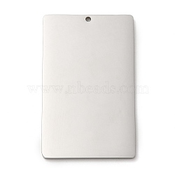 304 Stainless Steel Pendants, Stamping Blank Tag, Rectangle Charm, Stainless Steel Color, 44.5x27x1.5mm, Hole: 1.6mm(STAS-K270-29E-P-01)