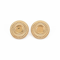 Ion Plating(IP) 304 Stainless Steel Clip-on Earring Settings, Earring Findings, Flat Round, Nickel Free, Real 14K Gold Plated, 18mm, Tray: 7mm(STAS-N097-262LG)