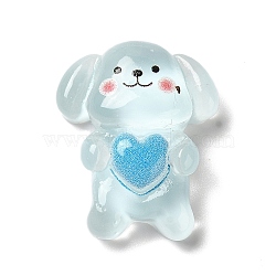 Translucent Resin Decoden Cabochons, Cartoon Dog with Heart, Deep Sky Blue, 25x21x9mm(RESI-M039-04L)