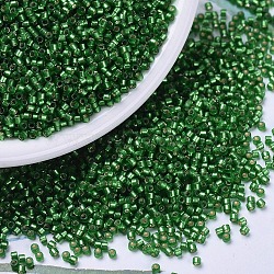 MIYUKI Delica Beads, Cylinder, Japanese Seed Beads, 11/0, (DB0688) Dyed Semi-Frosted Silver Lined Green, 1.3x1.6mm, Hole: 0.8mm, about 20000pcs/bag, 100g/bag(SEED-J020-DB0688)