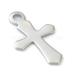 304 Stainless Steel Tiny Cross Charms, Laser Cut, Stainless Steel Color, 11.5x7x0.5mm, Hole: 1mm(STAS-H149-05P)