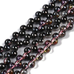 Electroplate Glass Beads Strands, Pearl Luster Plated, Bulb, Black, 5mm, Hole: 1mm, about 98pcs/strand, 15.35''(39cm)(GLAA-Q105-01E)