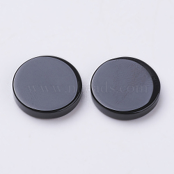 Natural Black Agate Cabochons, Dyed & Heated, Flat Round, 14x3mm(X-G-E417-RS14x2)