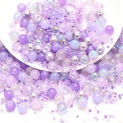 Glass Beads, Round & Starfish & Fish & Rondelle, Mixed Style, Lilac, 2~14x2~10x1~8.5mm, Hole: 0.8~1.5mm(GLAA-E040-01E)