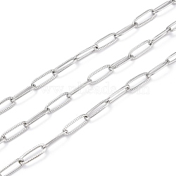 Tarnish Resistant 304 Stainless Steel Paperclip Chains, with Spool, Soldered, Stainless Steel Color, 12x4.5x1mm, 10.93 yards(10m)/roll(CHS-D033-06P-01)