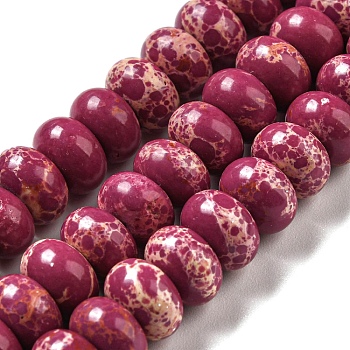 Synthetic Imperial Jasper Dyed Beads Strands, Rondelle, Medium Violet Red, 8~8.5x5~5.5mm, Hole: 1.2mm, about 76~77pcs/strand, 15.20''~15.47"(38.6~39.3cm)