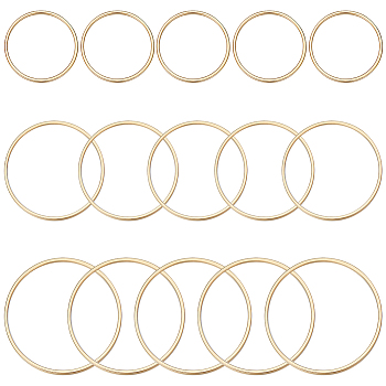 30Pcs 3 Styles Brass Linking Rings, Long-Lasting Plated, Round Ring, Real 24K Gold Plated, 22~35x1mm, Inner Diameter: 20~33mm, 10pcs/style