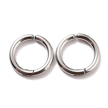 304 Stainless Steel Clip-on Earrings, Hypoallergenic Earrings, Ring, Stainless Steel Color, 17.5x2.5mm