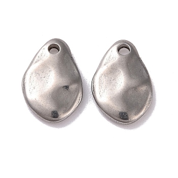 304 Stainless Steel Pendants, Teardrop, Stainless Steel Color, 14x9x2mm, Hole: 1.8mm