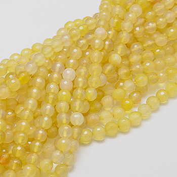 Natural Agate Beads Strands, Faceted, Dyed, Round, Gold, 6mm, Hole: 1mm, about 62pcs/strand, 15 inch