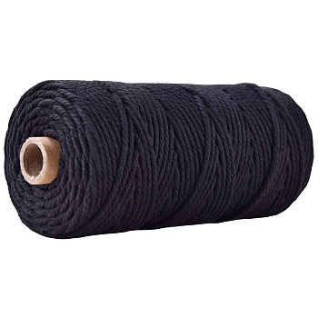 Cotton String Threads for Crafts Knitting Making, Black, 3mm, about 109.36 Yards(100m)/Roll