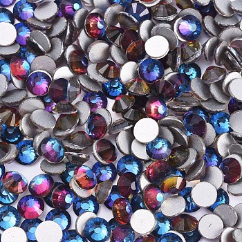 Glass Flat Back Rhinestone, Grade A, Back Plated, Faceted, Half Round, Colorful, SS10, 2.7~2.8mm, 1440pcs/bag
