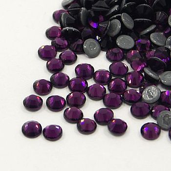 Glass Hotfix Rhinestone, Grade AA, Flat Back & Faceted, Half Round, Amethyst, SS30, 6.3~6.5mm, about 288pcs/bag