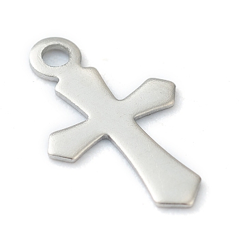 304 Stainless Steel Tiny Cross Charms, Laser Cut, Stainless Steel Color, 11.5x7x0.5mm, Hole: 1mm