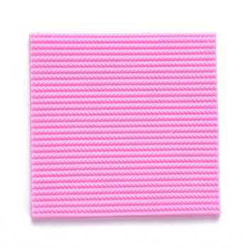 DIY Sweater Stitch Texture Food Grade Silicone Molds, Fondant Impression Mat Mold, for Cupcake Cake Decoration, Rectangle, Hot Pink, 100x100x6mm