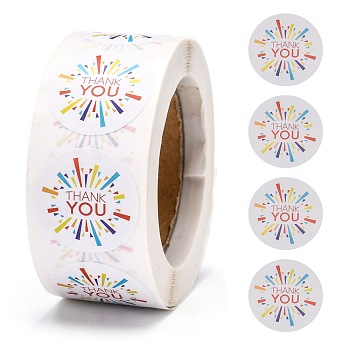 1 Inch Thank You Self-Adhesive Paper Gift Tag Stickers, for Party, Decorative Presents, Flat Round, Animal Pattern, 25mm, 500pcs/roll