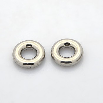 Ring 304 Stainless Steel Spacer Beads, Stainless Steel Color, 12x3.5mm, Hole: 5.5mm