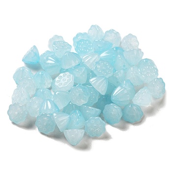 Two Tone Acrylic Beads, Lotus Seedpod, Pale Turquoise, 7.5x10.5x10.5mm, Hole: 1.2mm, about 1282pcs/500g
