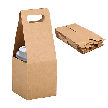 Kraft Paper Box for Drink Holder, Square, Wheat, 9x9x24cm