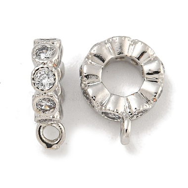 Platinum Clear Round Brass+Cubic Zirconia Charms