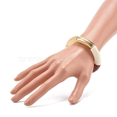 Chunky Curved Tube Beads Stretch Bracelet for Teen Girl Women(X-BJEW-JB06991-01)-3