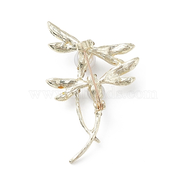 Broche de libélula de diamantes de imitación con cuentas de perlas de plástico(JEWB-M026-03G)-2