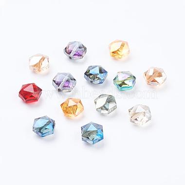 12mm Mixed Color Hexagon Electroplate Glass Beads