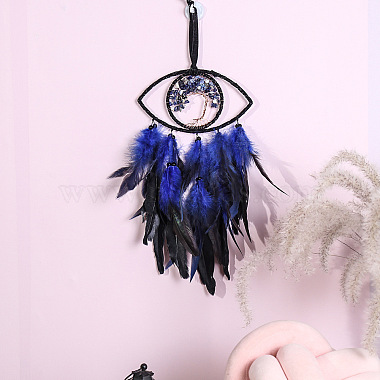 Iron Woven Web/Net with Feather Pendant Decorations(PW-WG26336-01)-3