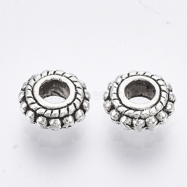 10 Pcs Tibetan Silver Rondelle Wheel Spacer Beads Craft Findings 2mmx5mm 