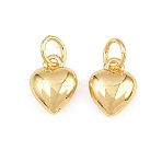 Valentine's Day Brass Charms, Heart Charms, Rack Plating, Long-Lasting Plated, Lead Free & Cadmium Free, Real 18K Gold Plated, 10x7.5x4mm, Hole: 3mm(KK-H292-57C-G)