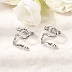 304 Stainless Steel Cuff Earrings, S-Shaped, Stainless Steel Color, 12.5x11x11mm(EJEW-L313-01P)