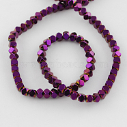 Non-magnetic Synthetic Hematite Beads Strands, Faceted, Grade A, Round, Purple Plated, 4x4mm, Hole: 1mm(G-Q875-4x4mm-5)
